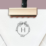 Custom Monogram Stamp | Bow Style Circle Design Address Stamps