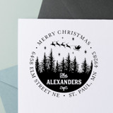 Custom Santa and Reindeer Return Address Stamp | Self-inking stamp Address Stamps