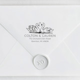 Swan Return Address Stamp - Romantic Wedding Invitation | Wood Handle Stamp Address Stamps