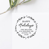 Happy Holidays Return Address Stamp, Round Self Inking Address Stamps