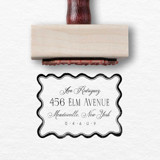 Squiggle Border Custom Return Address Stamp | Wooden Rubber Invitation Stamper Address Stamps
