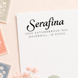 Calligraphy Return Address Stamp, Classic Stamp with Wood Handle
Calligraphy Return Address Stamp, Self-Inking Elegant Script Custom Stamp Address Stamps