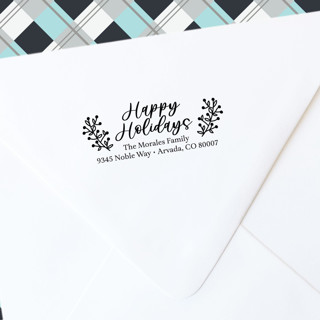 Happy Holidays Winter  Branches Self-Inking Address Stamp Address Stamps