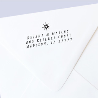 Custom Return Address Stamp | Mid Century North Star Design | Self-Inking Address Stamps