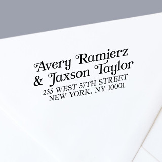 Self-Inking Return Address Stamp | Bold Romantic Font Style | Two Last Names Address Stamps