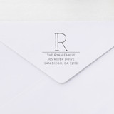 Outlined Monogram Stamp - Modern Family Address Stamp | Wood Handle Stamp Address Stamps