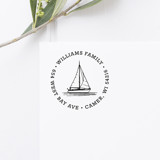 Sailboat Return Address Stamp, Round Self Inking Address Stamps
