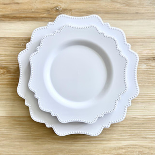 Beaded Luxe Dinnerware Set |  Cool White Wedding Serving and Dining Accessories