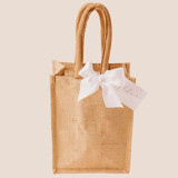 Jute Gift Bag with Gift Tag and Satin Ribbon Welcome Bags