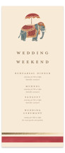 Indian Elephant Foil-Pressed Tall Wedding Weekend Itinerary Cards