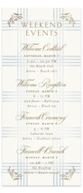 salt and ivory Foil-Pressed Tall Wedding Weekend Itinerary Cards