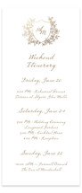 Boho flower crest Foil-Pressed Tall Wedding Weekend Itinerary Cards