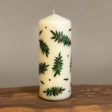 Ivory Pillar with Holly Berries and Greenery, Set of 1 Christmas Decorations