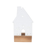 Porcelain & Acacia Village Tealight Gingerbread House - 5.5" Christmas Decorations