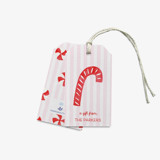 Personalized Pink Striped Candy Cane Christmas Gift Tags (Set of 24) Holiday Gift Tags