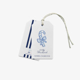 Custom Blue Candy Cane Gift Tags (Set of 24) Holiday Gift Tags