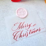 Merry Christmas Vellum Tag with Wax Seal - Red & Pink - Set of 10 Calligraphed Tags Holiday Gift Tags