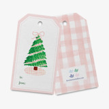 Pink Gingham Christmas Tree Holiday Gift Tags [Set of 8] Holiday Gift Tags