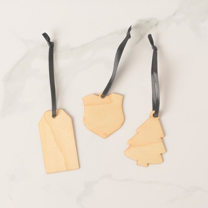 Small Wood Gift Tags, set of 6 Holiday Gift Tags by Em and Me Studio